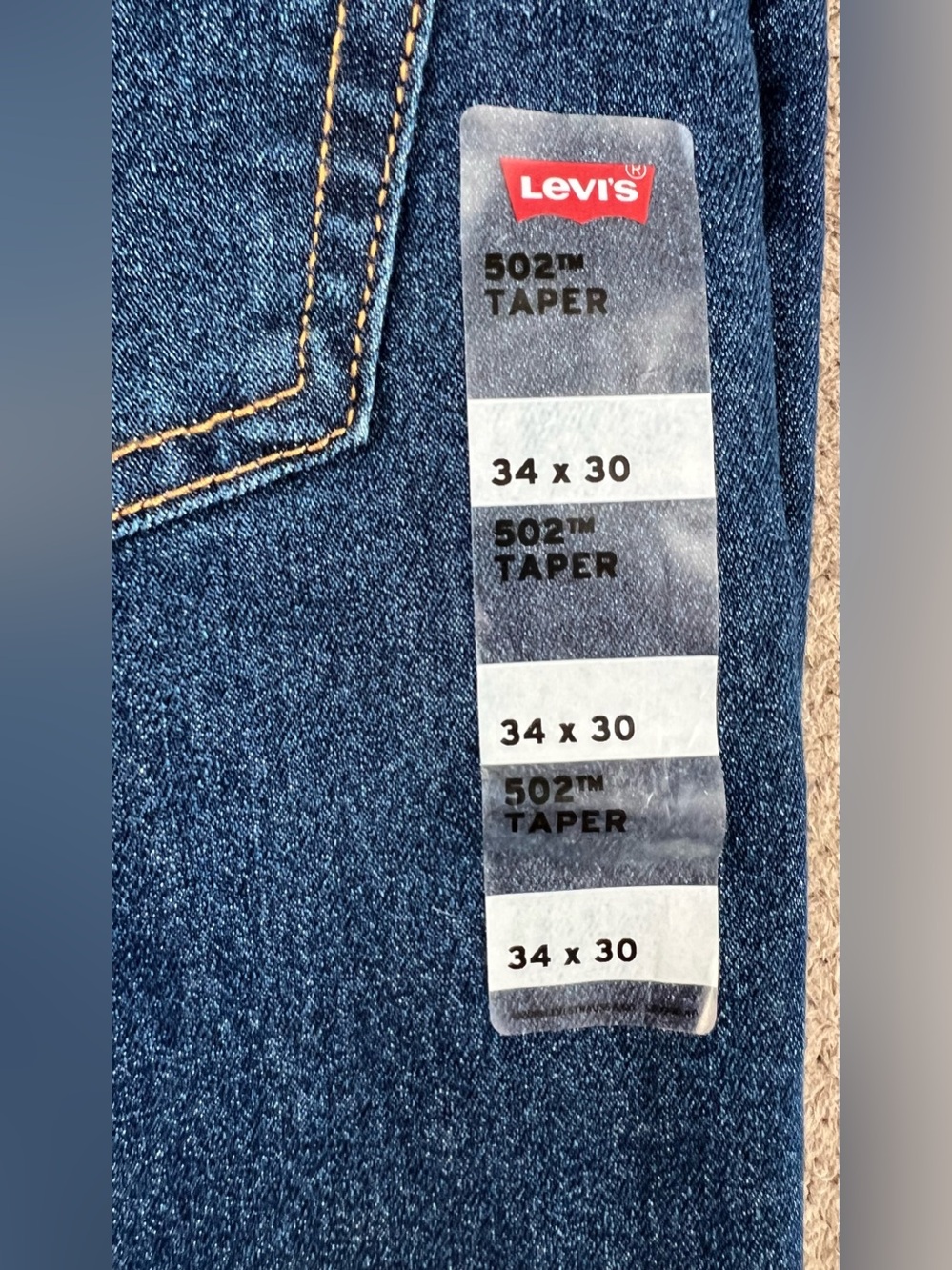 Levi’s 502 Men’s 34x30 Regular Fit Mid Rise Taper Leg Dark Wash Denim Jeans NWT - Picture 11 of 15